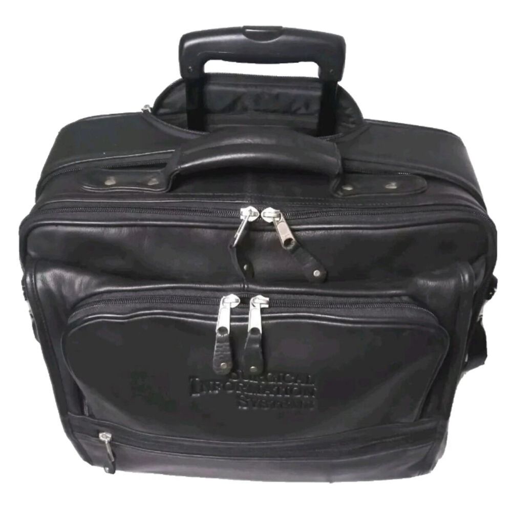 Canyon Outback Leather Rolling Laptop Briefcase Carry On~Surgical Info Sys. Logo